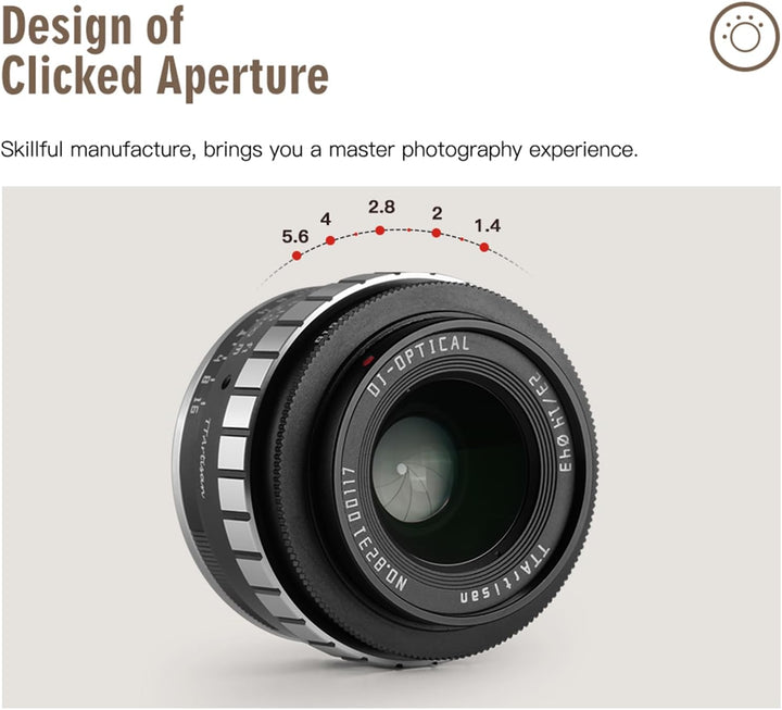 TTARTISAN 23 mm F1.4 Weitwinkel APS-C Kameraobjektiv Manueller Fokus für Olympus/Panasonic MFT Mount