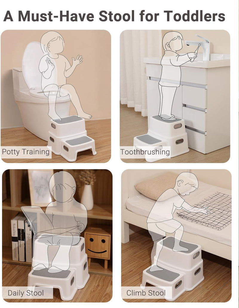 Tritthocker Kinder 2 Stufen, Robuster Hocker Zweistufiger Tritthocker für Badezimmer, Waschbecken un