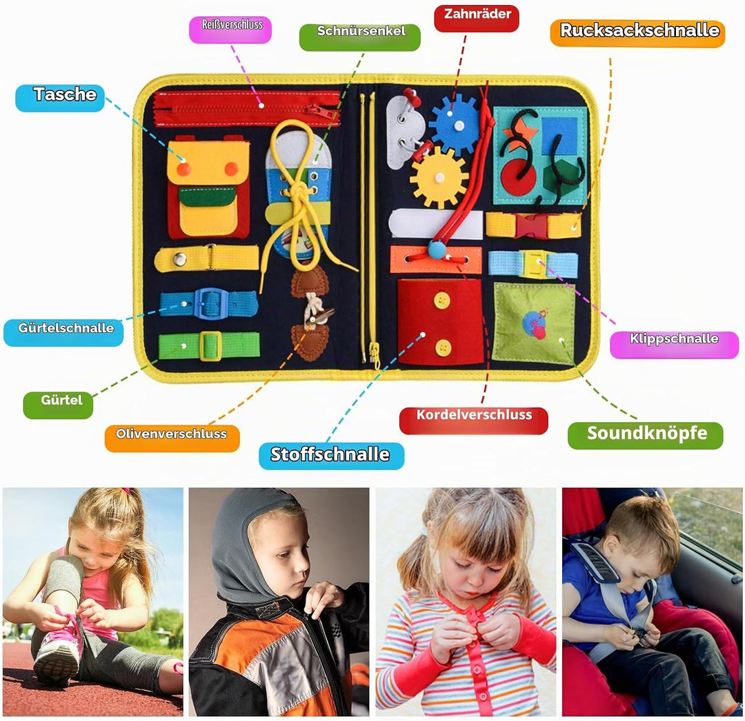 Montessori Busy Board ab 1 Jahr, 4-Schichten Activity Board für Kleinkinder Baby ab 1 2 3 4 Jahre mi