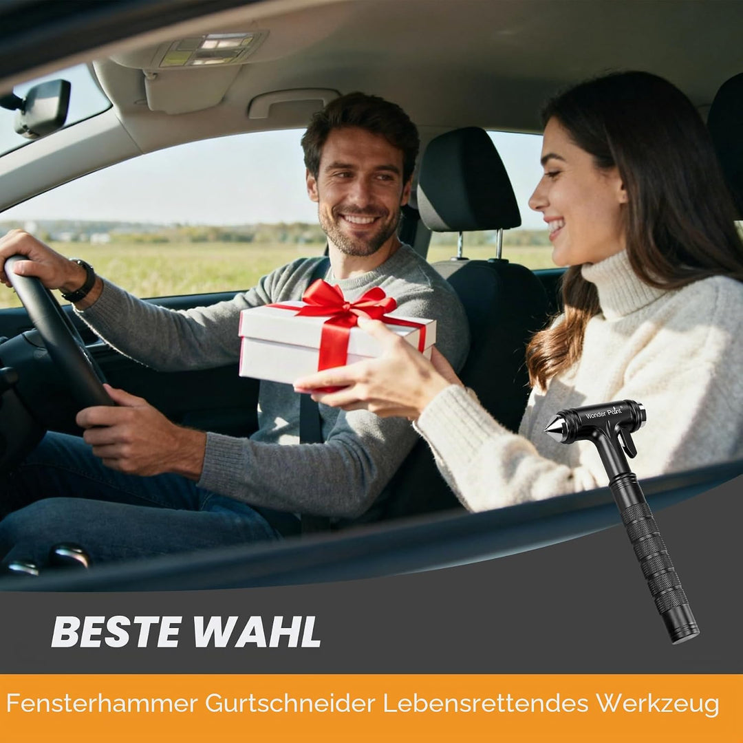 Premium Notfallhammer Auto, 2026 Multifunktions-Gurtschneider Nothammer Schnelle Autorettung mit TÜV