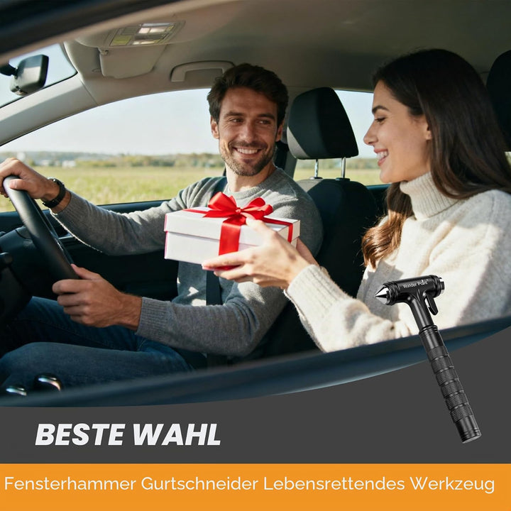 Premium Notfallhammer Auto, 2026 Multifunktions-Gurtschneider Nothammer Schnelle Autorettung mit TÜV