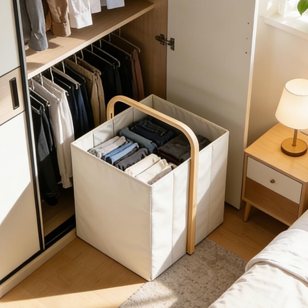Faltbarer Wäschekorb 58L Faltbar,Hochbelastbar & Stabil aus 600D Oxford-Stoff | Schmutzabweisend, Kl