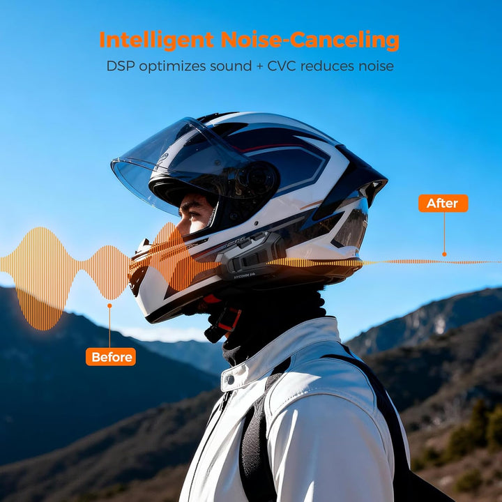 H4 Motorrad Bluetooth Headset, Helmsprechanlage für 4 Fahrer | Motorrad Intercom bis 2000 m, Musik G
