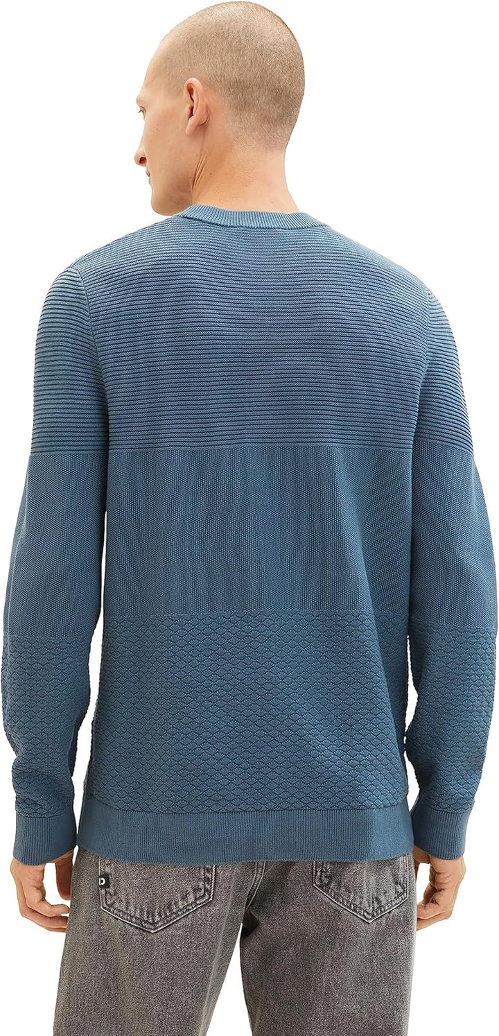 TOM TAILOR Herren Crewneck Strickpullover aus Baumwolle M 32506 - Dusty Dark Teal, M 32506 - Dusty D