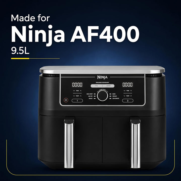 Ninja AF400EU Zubehör 9,5L Airfryer | 2 Silikonformen + 2 Edelstahl Grillrost Einsätze + 4 Spiesse |