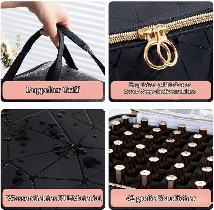 Uross Nagellack Organizer für 42 Nagellackflaschen und 1 LED-Nagellampe, Nagellack Aufbewahrung Tasc