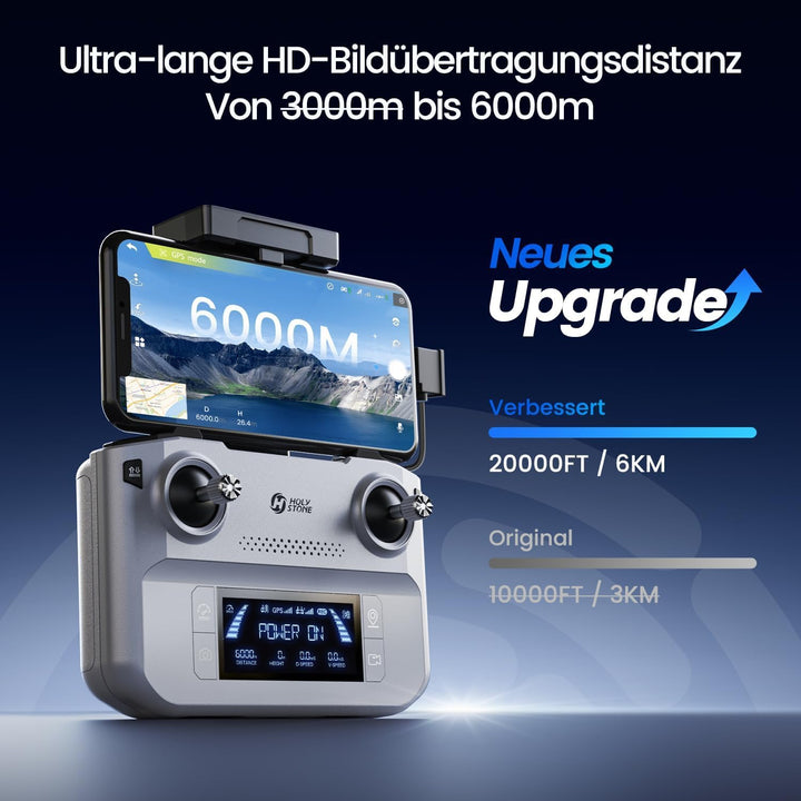 Holy Stone HS360E GPS Drohne mit Kamera 4K EIS für Erwachsene, 6KM FPV Bildübertragung, 30 Min. Lang