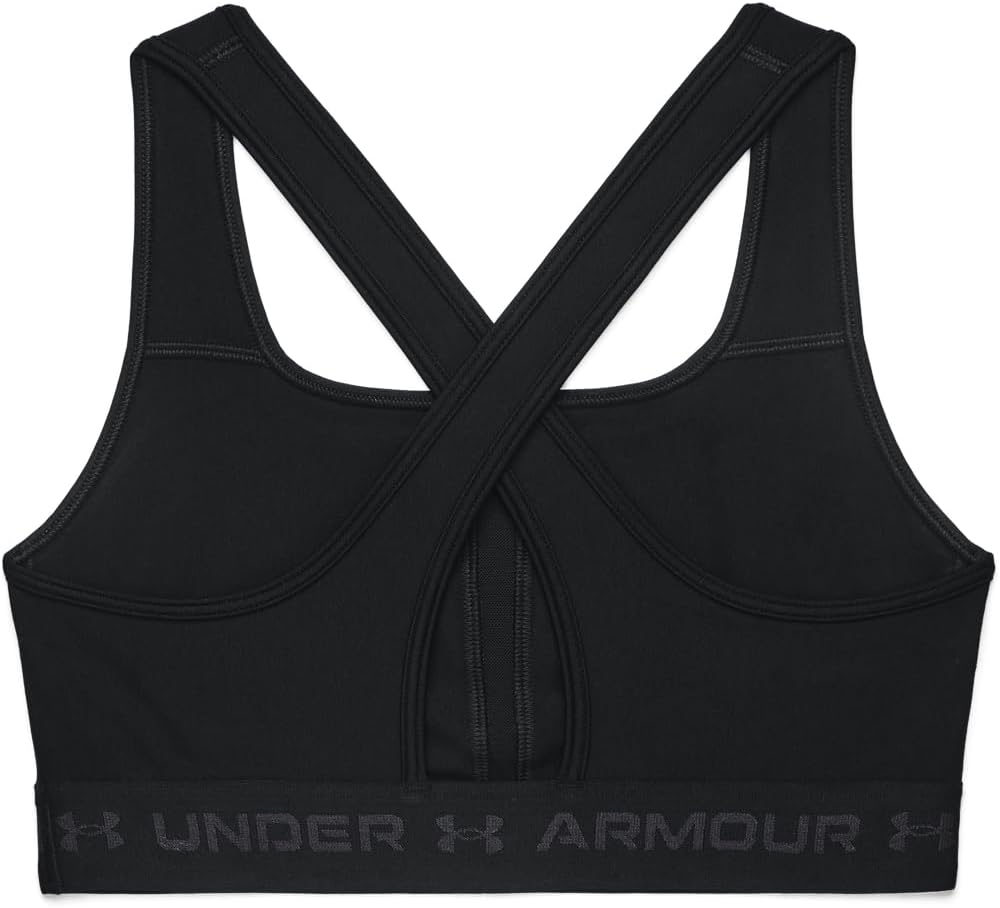 Under Armour Damen Crossback Mid Heather Sport-BH Schwarz XS, Schwarz XS