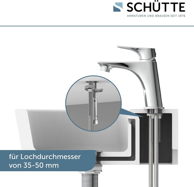 SCHÜTTE 33210 BOSTON Wasserhahn Bad Chrom, Waschtischarmatur, Mischbatterie Waschbecken, moderner Ei