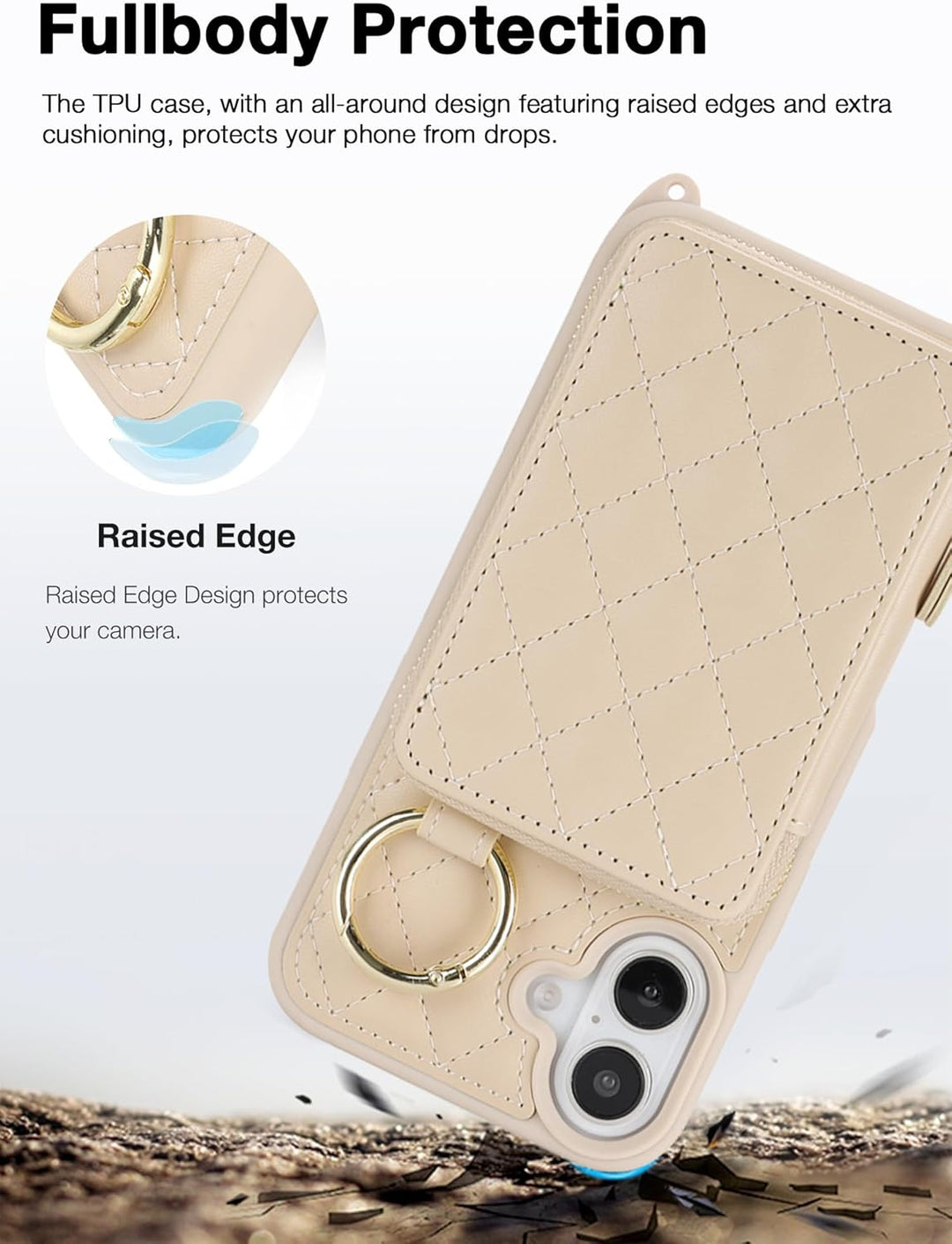 ELTEKER Handyhülle für iPhone 17 Hülle mit Band Verstellbarem Schultergurt, Reissverschluss Geldbörs
