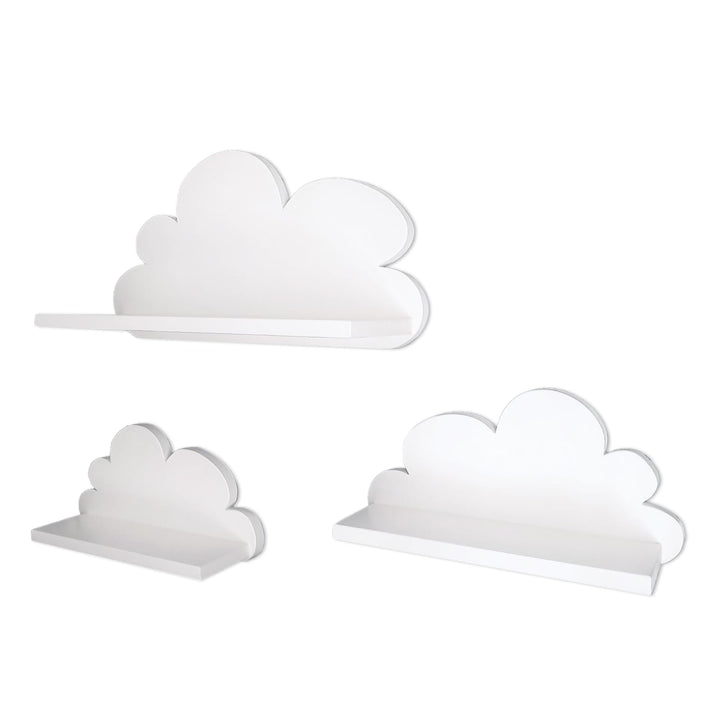 3er Set Wandregal Kinderzimmer Weiss | Babyzimmer Wolkenregal für Bücher, Spielzeug, Dekoration | Re