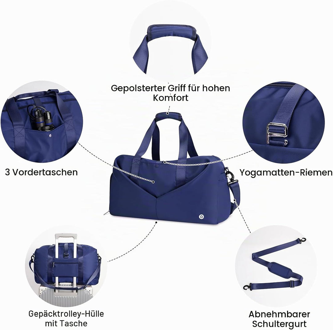 Ceneda Sporttaschen Klassische mit Schuhfach und Nassfach Tragbare Übernachtungs Wochenendtasche Rei
