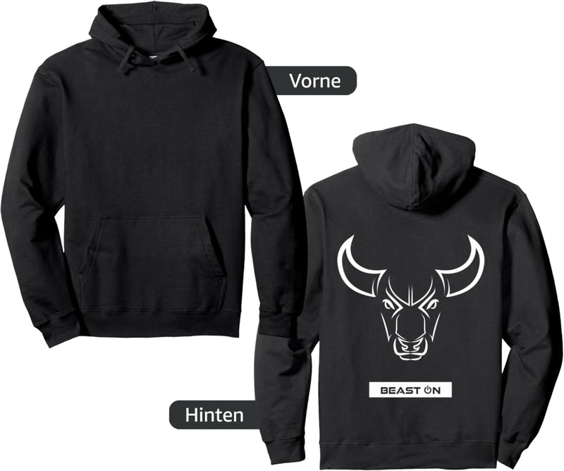 Bullkopf-Rückendruck, für Fitnessstudio, Workout, Fitness, Bodybuilding Pullover Hoodie