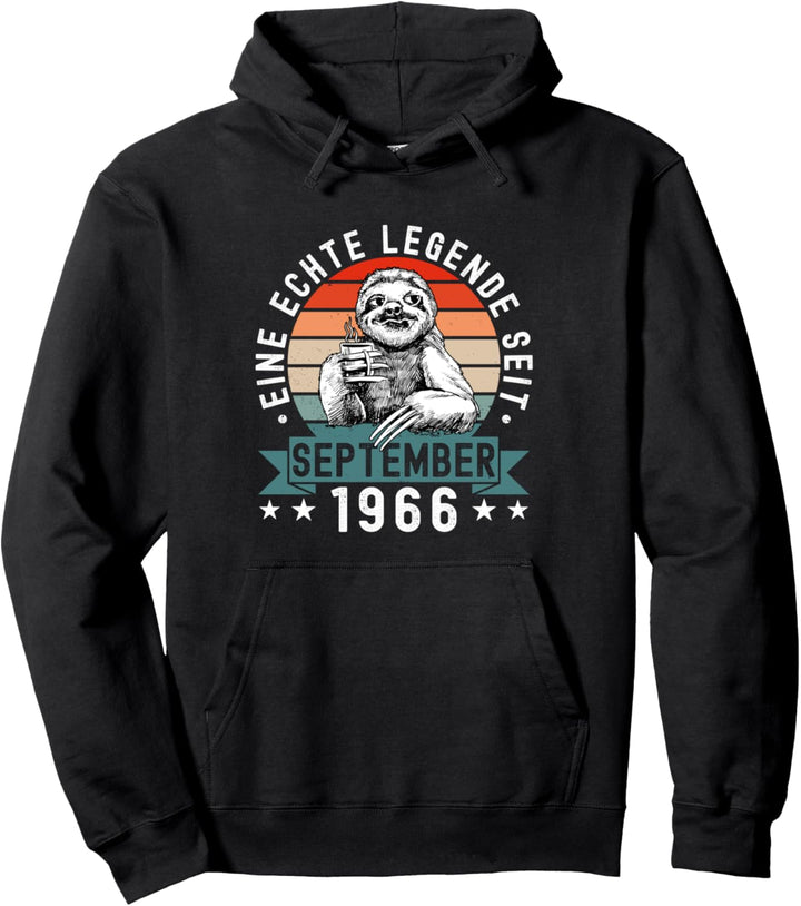 Faultier Geburtstag September 1966 Geboren Jahrgang 1966 Pullover Hoodie