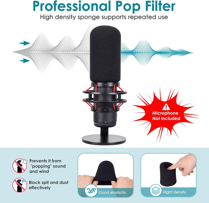HyperX QuadCast Mikrofonarm Rot, Professioneller Studio Boom Arm mit Schaumstoff Pop-Filter, Mic Stä
