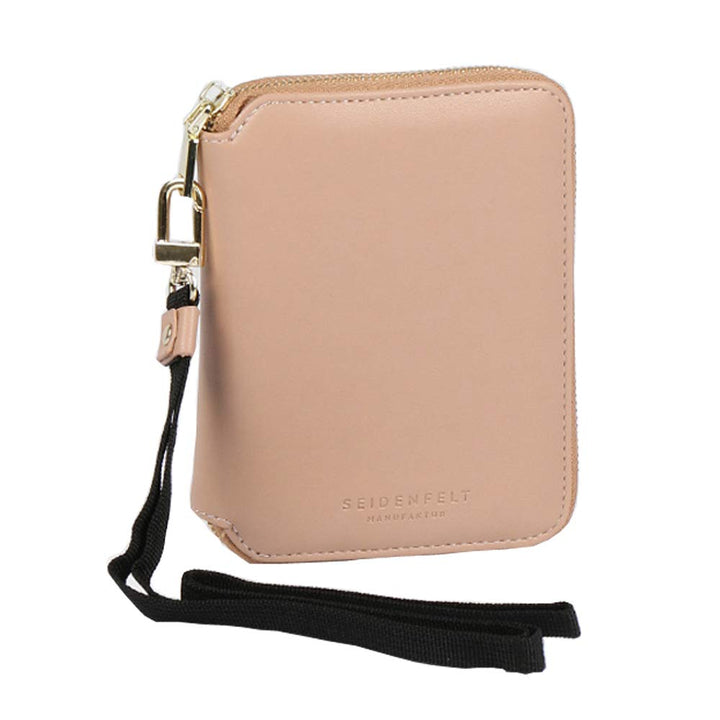 Seidenfelt Zipperbörse Selma, lederfrei, 13 cm, Light Toffee