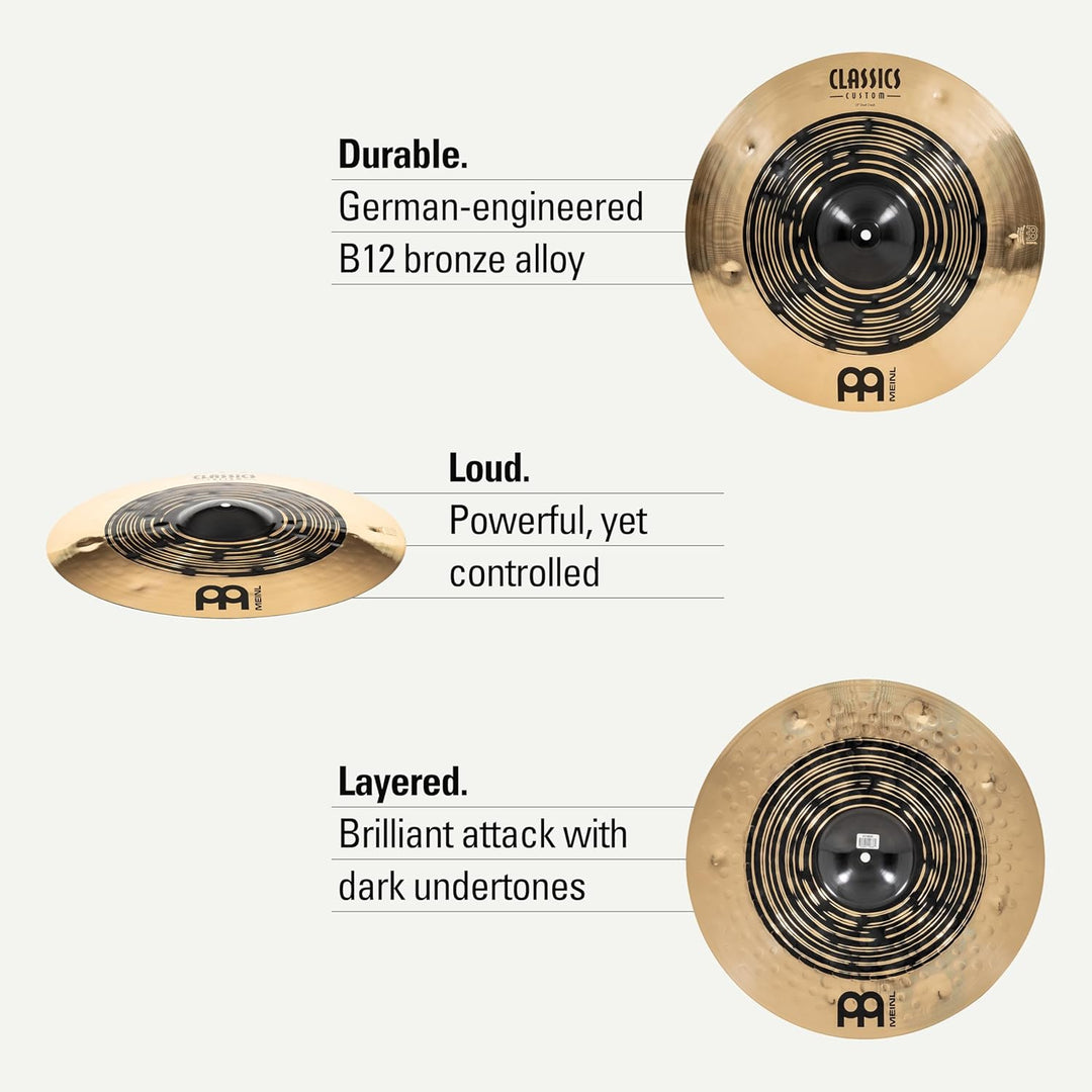Meinl Classics Custom Dual 19 Zoll Crash (Video) Schlagzeug Becken (48,26cm) B12 Bronze, Dunkles und