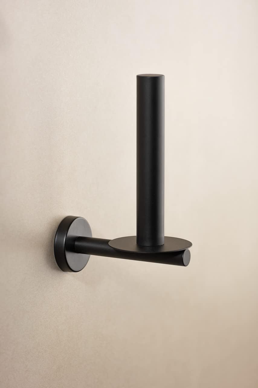 WENKO Ersatzrollenhalter Mod. Bosio Black, Wandhalter für Toilettenpapier aus Edelstahl, matt lackie
