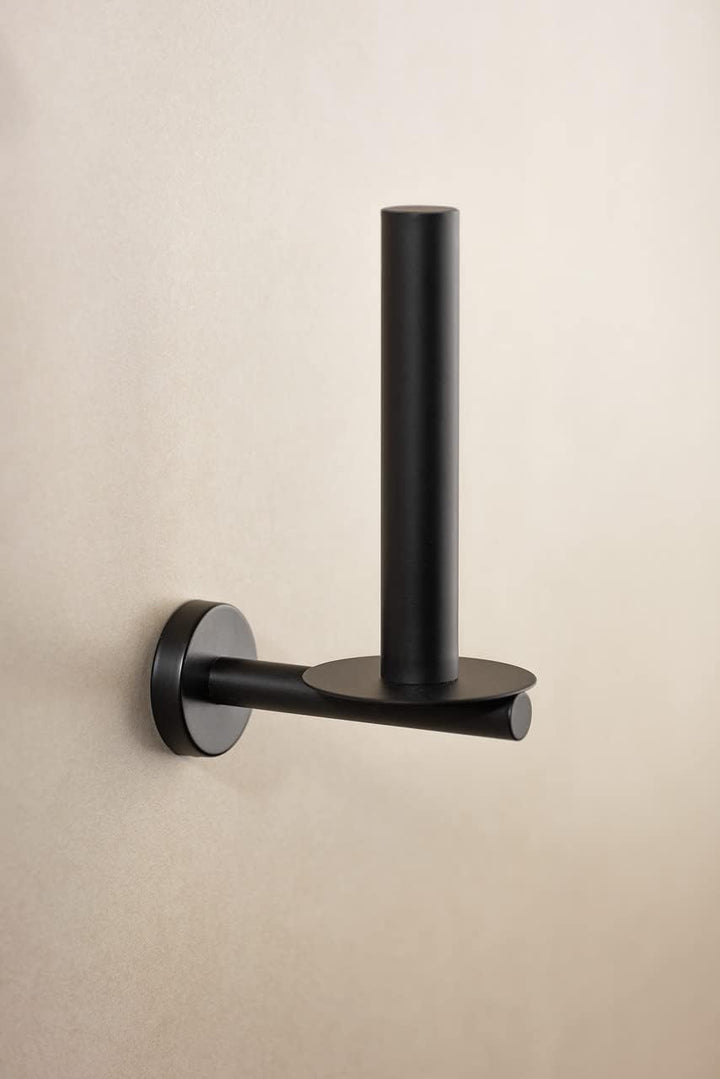 WENKO Ersatzrollenhalter Mod. Bosio Black, Wandhalter für Toilettenpapier aus Edelstahl, matt lackie