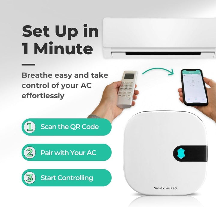 Sensibo Air PRO, Klimaanlagen-Steuerung & Luftqualitätssensor. Thermostat für Mini-Split, Fenster, t
