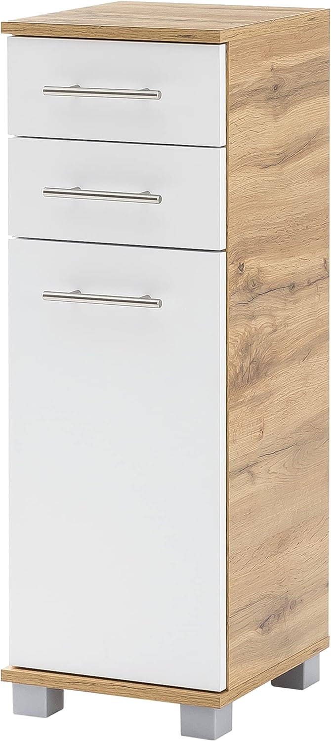 Schildmeyer Nitro Highboard 144227, Holzwerkstoff, Eiche Landhaus Dekor/weiss matt, 30,3x32,6x88,6 c