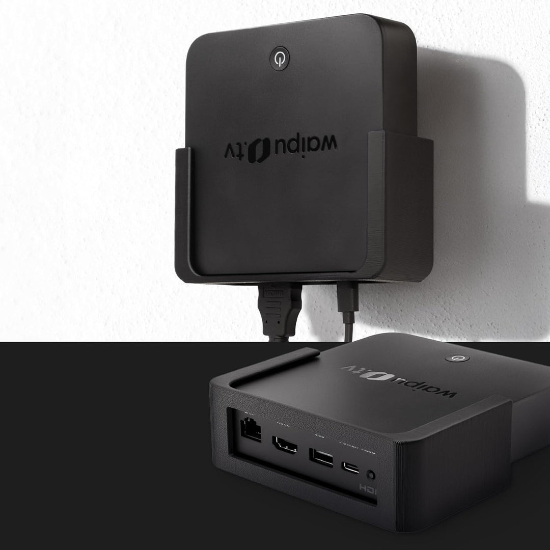Wandhalterung passend für waipu.tv Box 4K Schwarz | Platzsparende TV Box Halterung inkl. Kabelmanage