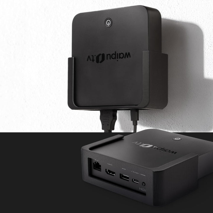 Wandhalterung passend für waipu.tv Box 4K Schwarz | Platzsparende TV Box Halterung inkl. Kabelmanage