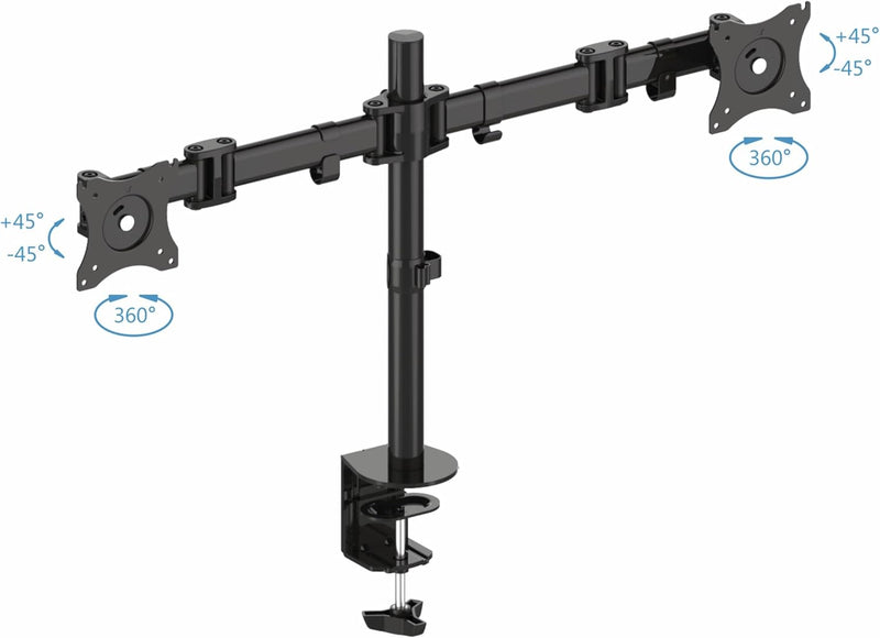 PureMounts PM-OFFICE-02 Schreibtischhalterung für 2 Monitore 33-69 cm (13-27 Zoll), neigbar: -45° bi