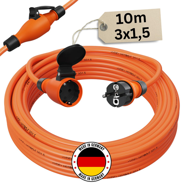 netbote24 Schutzkontakt Pur-Verlängerungskabel H07BQ-F 3x1,5 bis 3x2,5 mm² IP44 Aussenbereich Bauste