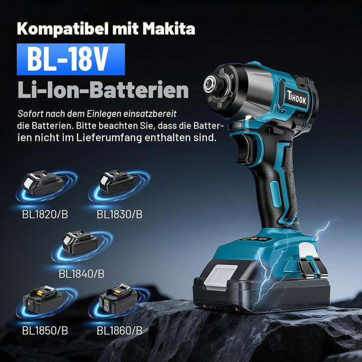Akkuschrauber für Ma-kita 18V, 200Nm Bürstenloser Schlagbohrschrauber, 1/4" Bohrschrauber mit LED Li