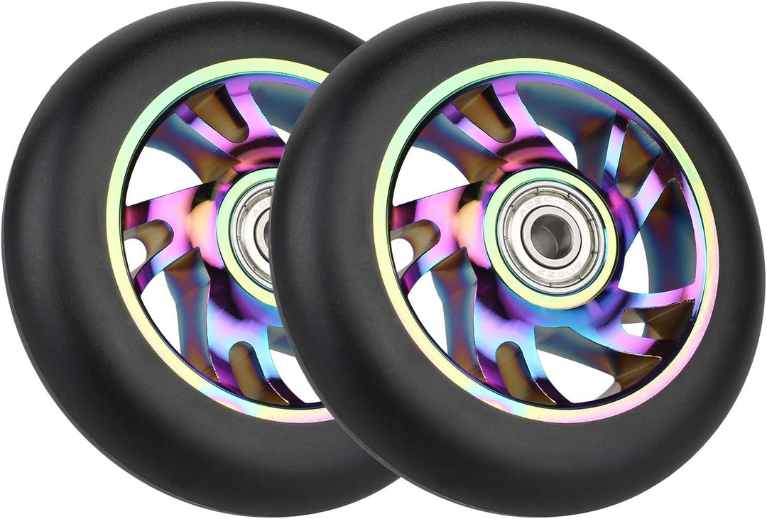 2 Stück Pro Stunt Scooter Rollen 100mm, Stunt Scooter Räder with ABEC-9 Bearings, Thickened PVC Repl