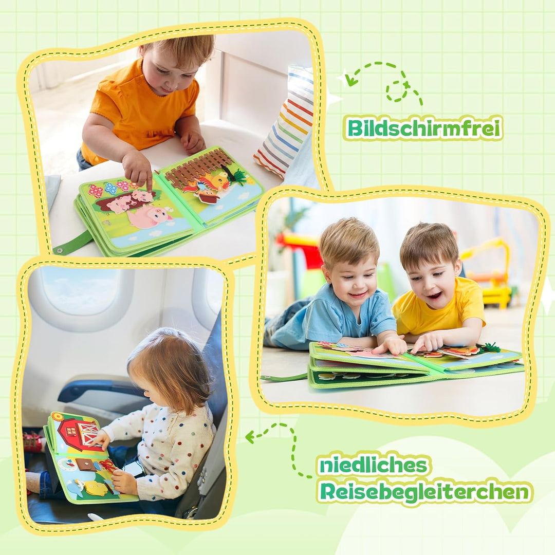 Busy Board ab 2 Jahr Montessori Spielzeug, Bauernhof Quiet Book für unterwegs, Geschenk für Mädchen