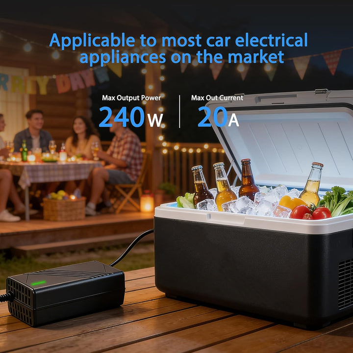 12V 20A KFZ Netzadapter, Spannungswandler 230V AC auf DC, 240W Zigarettenanzünder Steckdose für Reif