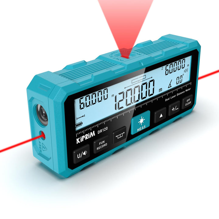Kiprim 120m Dual Laser Entfernungsmesser DR120 mit Bidirektionaler Laserausstrahlung, Vertikaler Las