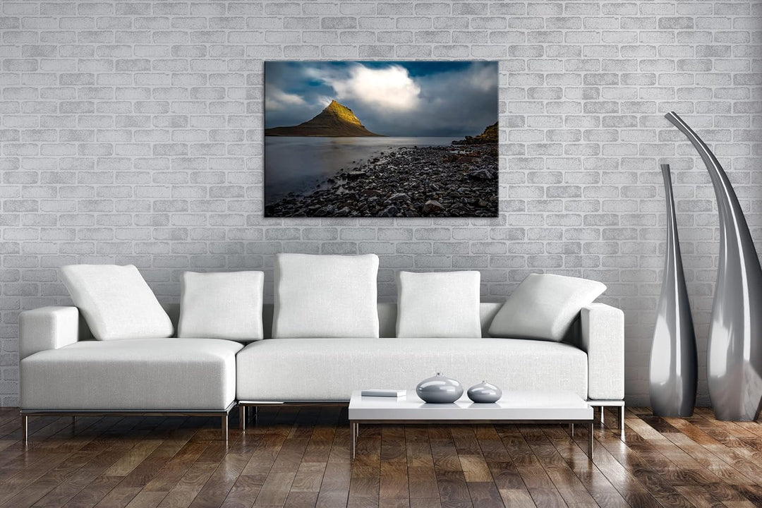 deyoli steinernde Küste Format: 80x60 cm als Leinwandbild, Motiv fertig gerahmt auf Echtholzrahmen,