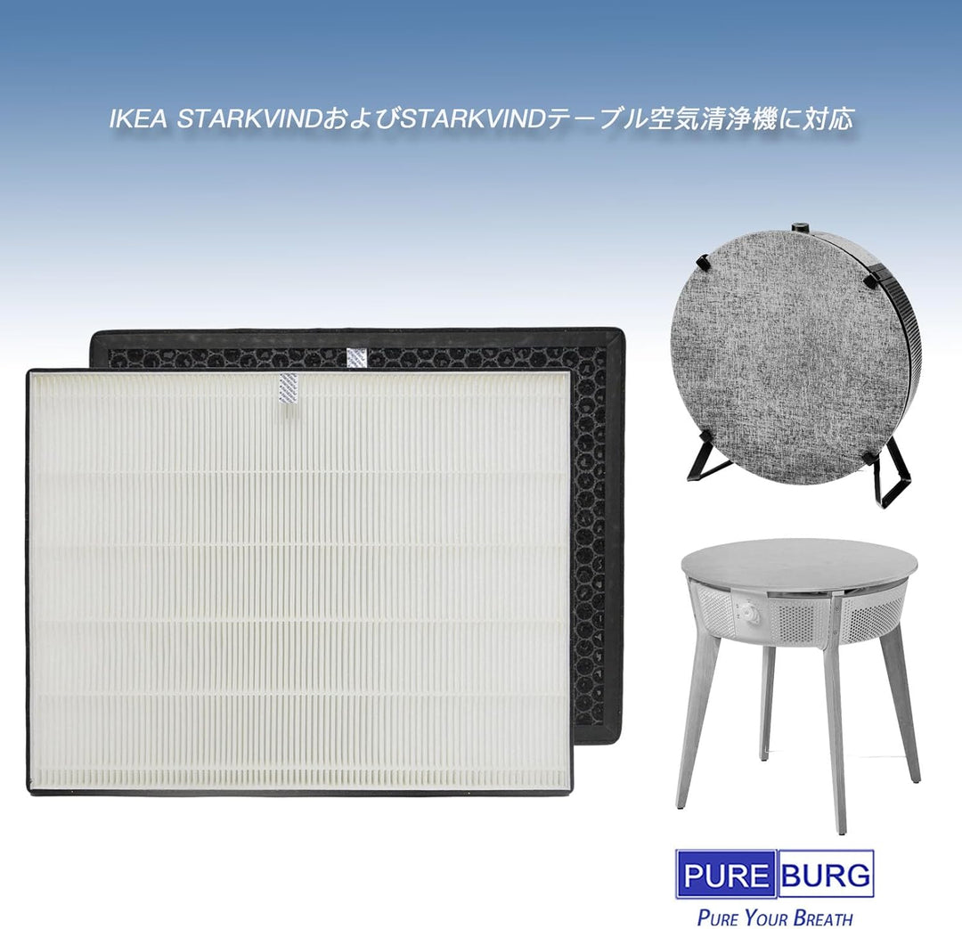 PUREBURG Ersatzfilter-Set kompatibel mit IKEA STARKVIND & STARKVIND Tisch-Luftreiniger, H13 HEPA Akt