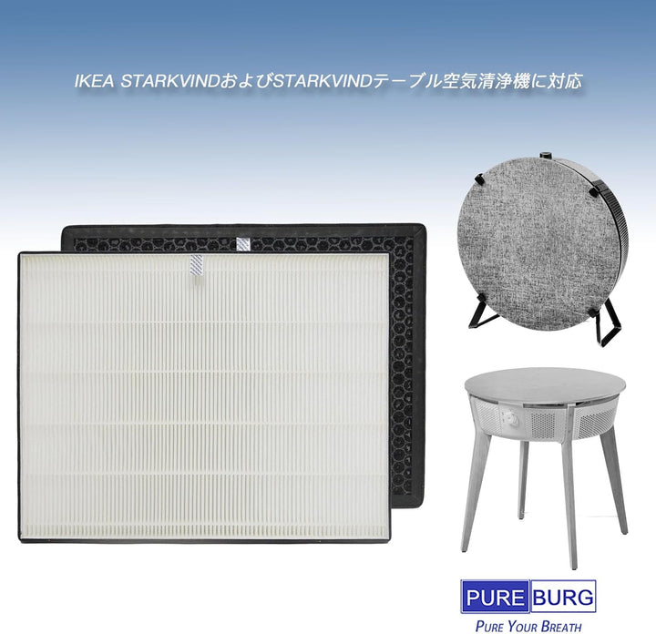 PUREBURG Ersatzfilter-Set kompatibel mit IKEA STARKVIND & STARKVIND Tisch-Luftreiniger, H13 HEPA Akt