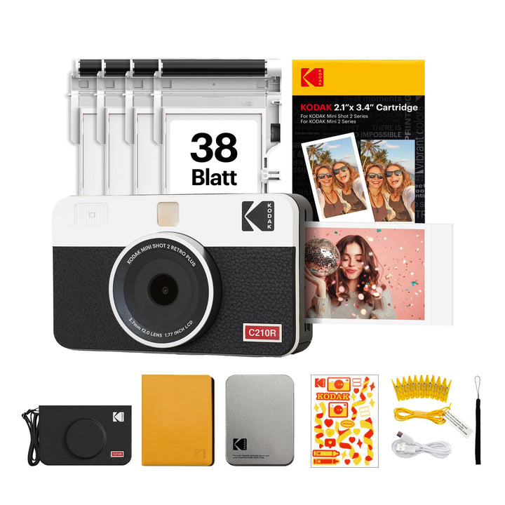 Kodak Mini Shot 2 Retro 4PASS Sofortkamera und trag printer 2-in-1, 5,3×8,6 Zentimeter Sofortdrucke,