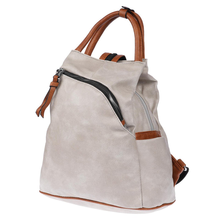 Christian Wippermann grosser Damen City Rucksack Tasche Body Bag Leder Optik Schultertasche Grau, Gr