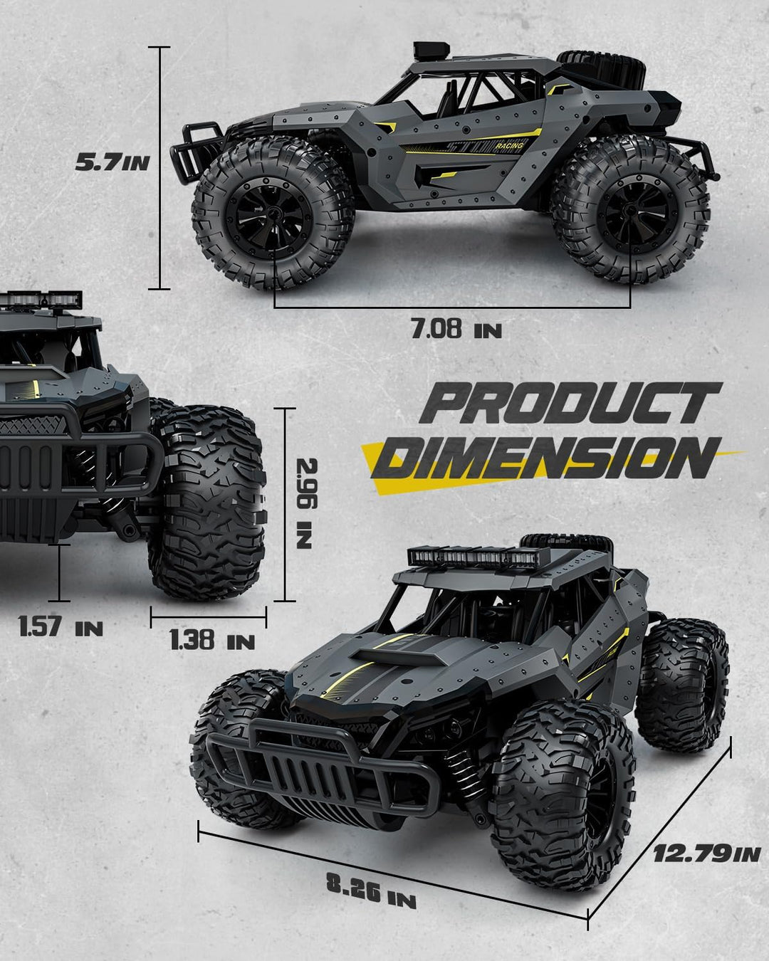 Tecnock Ferngesteuertes Auto 1:16 mit Scheinwerfer und Fahrgestellbeleuchtung, All Terrain Off Road