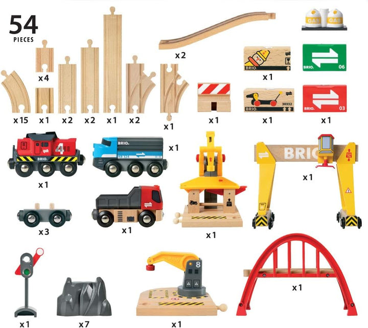 BRIO Bahn 33097 - Frachten Set Deluxe &amp; World 33754 Magnetisches Glockensignal – Eisenbahnzubehör fü