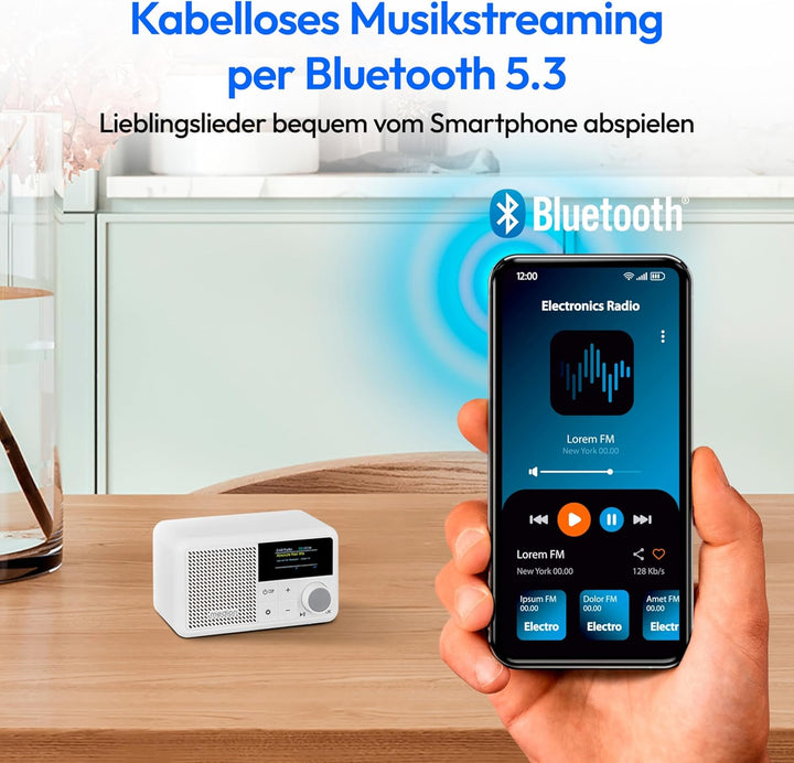 MEDION S66822 Tragbares Mini DAB+ Radio mit Bluetooth (Akku, dimmbares Farbdisplay, Teleskopantenne,