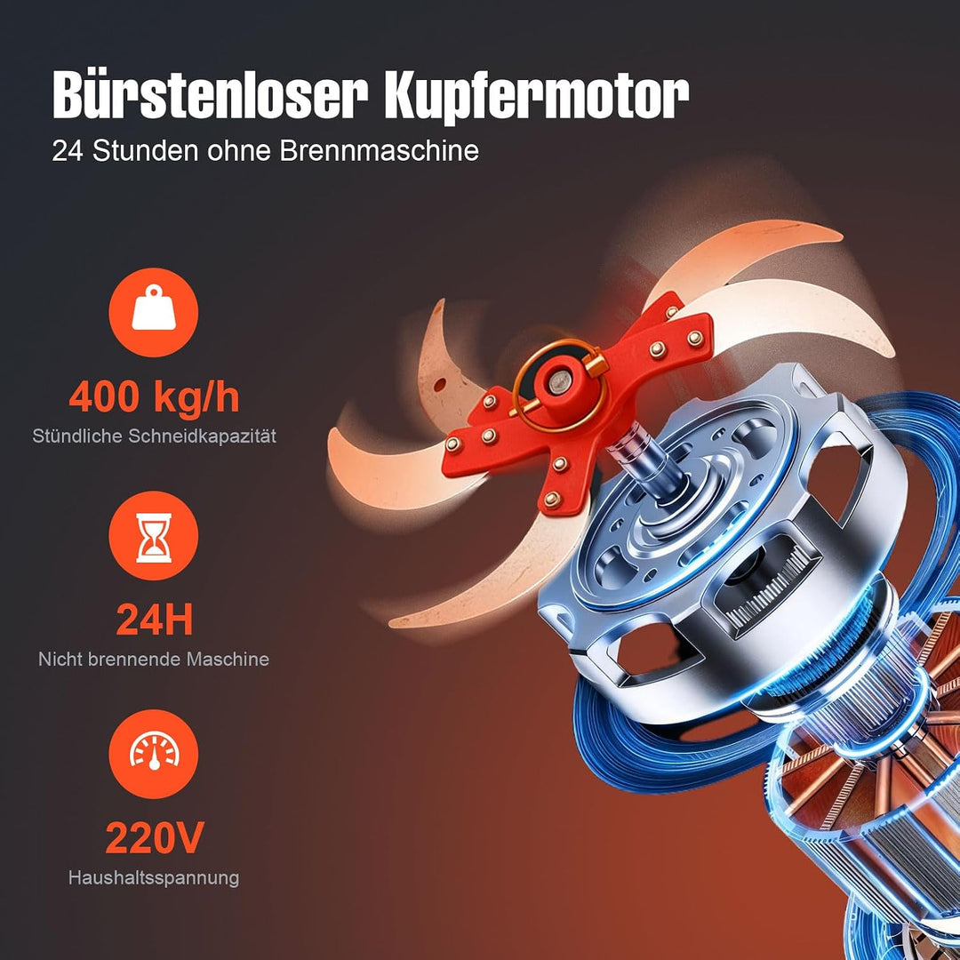 LALABU Gewerblicher Futterhäcksler, 550W 30L Gemüsehäcksler mit 400 kg/h Stündliche Schneidkapazität