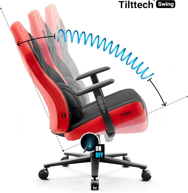 Diablo X-Gamer 2.0 Gaming Stuhl Bürostuhl Stoffbezug Ergonomisches Design Lendenwirbelkissen Softpad