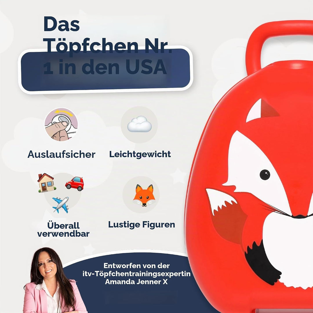 My Carry Potty - Fuchs Travel Töpfchen, preisgekrönter tragbarer Toilettensitz für Kleinkinder, den