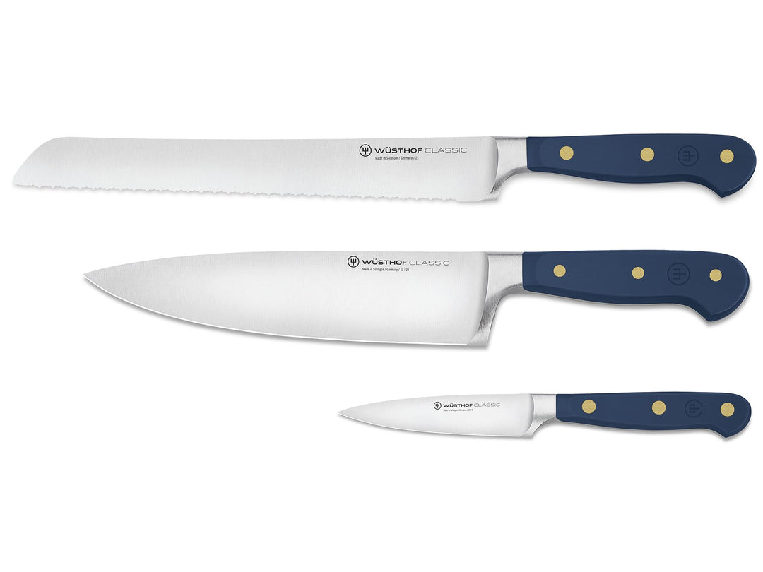 WÜSTHOF Classic Messerset mit 3 Küchenmessern, Wild Blueberry (Blau) 3-teilig, option A Blau, 3-teil