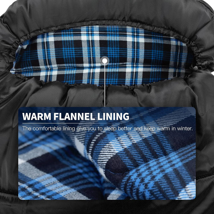 Forceatt Schlafsack 3~4 Jahreszeiten, -5°C Flanell und 20°C Polyester Schlafsack für Erwachsene, was