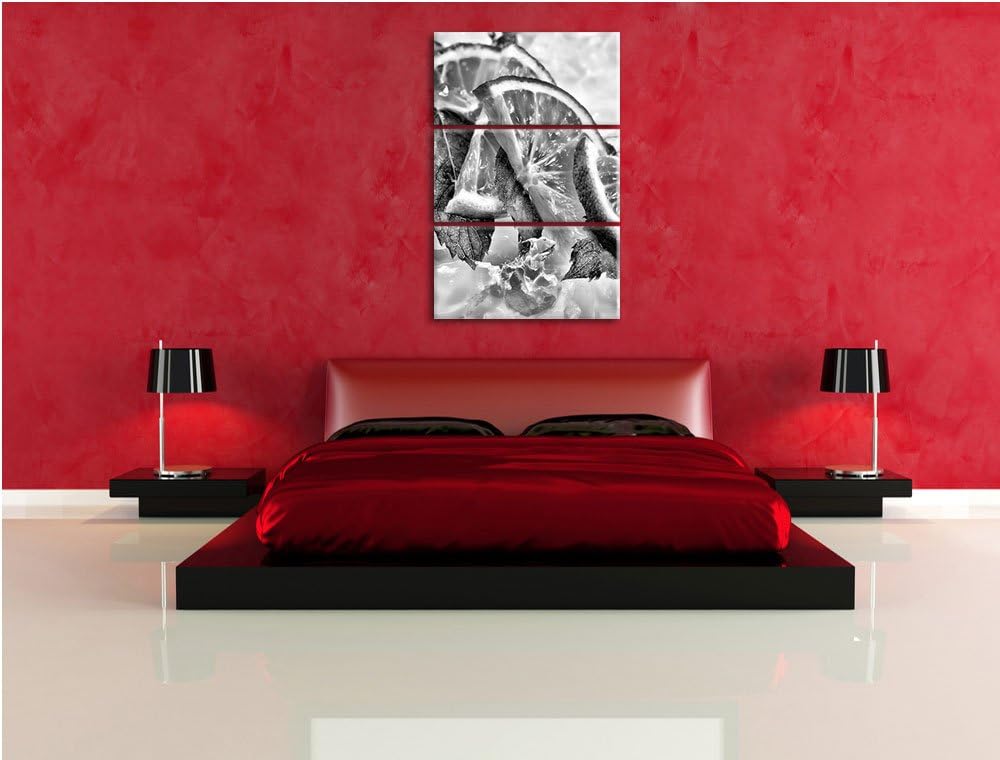 Pixxprint Limetten und Minze im EIS als Leinwandbild/Grösse: 3 Teilig (120x80) cm/Wandbild/Kunstdruc