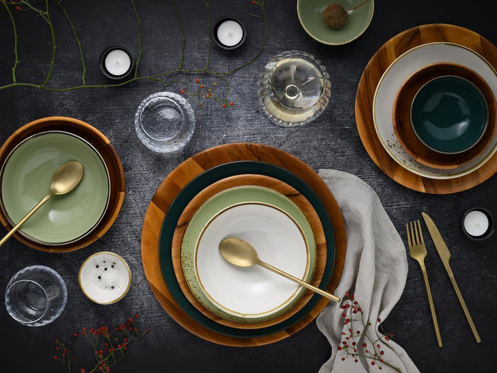 CREATABLE 23412, Serie Nature Collection BUNT Bowl Set, Geschirrset, 12 teilig, Steingrau, Wasserbla