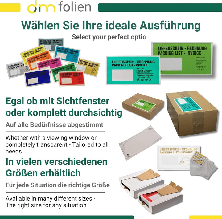 1000 Lieferscheintaschen C5 selbstklebend im Karton Premium | Dokumententaschen aus transparentem PP